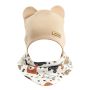 Zīdaiņu cepurīte ar šalli  "Love" - Beige bears