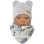Zīdaiņu cepurīte ar šalli "Love" - Grey