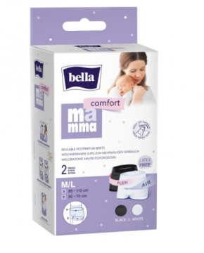Atkārtoti lietojamas pēcdzemdību biksītes Bella Comfort 2 vnt melns/balts