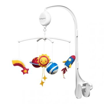 Muzikālais karuselis mazuļa gultiņai "Cosmos" ar mīkstām mantiņām
