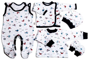 Bērnu apģērbu komplektiņš no 5 daļam "Crabs navy"