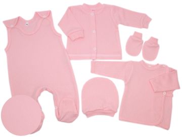 Kūdikio kraitelis - drabužėliai naujagimiui "Natural pink " 5 dalių 