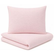Muslīna gultas veļas komplekts mazulim &scaron;ūpulim  80x70cm "Pink"  