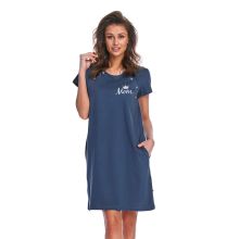 Kokvilnas naktskrekls grūtniecēm un barojo&scaron;ām "Mamma" deep blue 