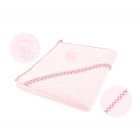 Bocioland rankšluostis su gobtuvu frotinis 100x100, rožinis, ančiukai, BOC0111