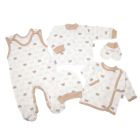 Kraitelis kūdikiui - šliaužtinukai, marškinėliai, kepurytė, pirštinytės su meškiukais