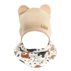 Zīdaiņu cepurīte ar šalli  "Love" - Beige bears