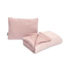 Muslino ir megztos medvilnės pledukas ir pagalvė kūdikiui  "Luxury" rausvas. Kūdikių prekės internetu pigiau. Įsigyk Babydo. Muslino pledas.