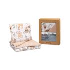 Muslino ir medvilnės pledukas ir pagalvė kūdikiui  "Wolf" beige