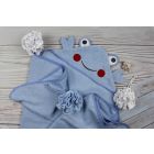 Dvielis ar kapuci  "Crab" 120x100cm zils