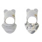 Zīdaiņu cepurīte ar šalli "Love" - Grey