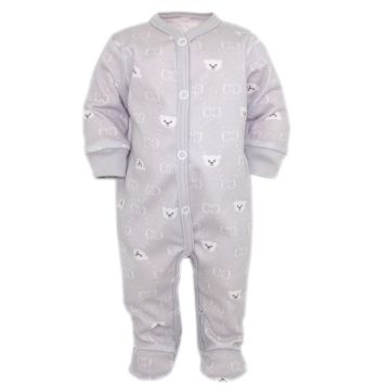 Zīdaiņu kokvilnas rāpulītis ar piedurknēm "Bear glamour grey" 