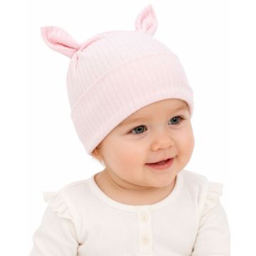 Kokvilnas cepurīte mazulim "Lined dusty pink"