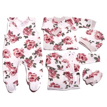 Bērnu komplektiņš no 5 daļam "Roses" balts