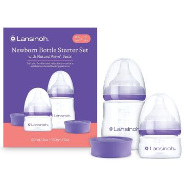 Lansinoh NaturalWave sākuma barošanas pudelīšu komplekts jaundzimušajam, 60 ml + 160 ml
