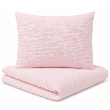 Muslīna gultas veļas komplekts mazulim šūpulim  80x70cm "Pink"  