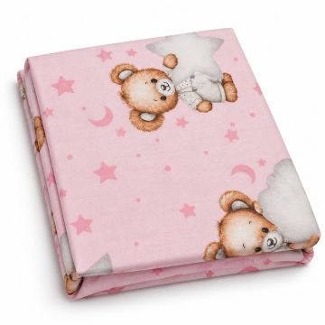 Bērnu palags ar gumiju  60x120 cm "Sweet bear pink"