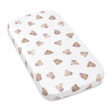 Kokvilnas palags ar gumiju šūpulītim 50x83 "Ribbon bear"