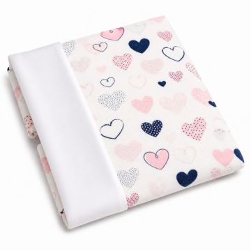 Flaneļa autiņš ūdens necaurlaidīgi 45x55cm  "Pink hearts"