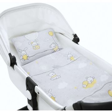 Bērnu gultas veļa ratiem "Bunny & Balloons"  