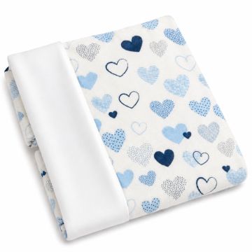 Flaneļa autiņš ūdens necaurlaidīgi 45x55cm  "Hearts blue"