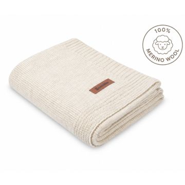 Adīts pleds "Merino" 90x75 cm light beige