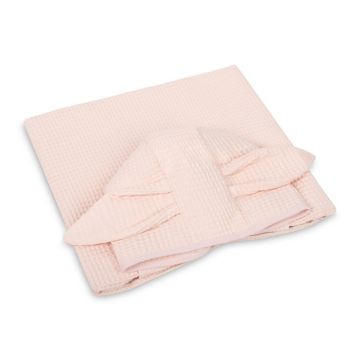 Bērnu vannas pončo no vafeļu kokvilnas ar kapuci un kabatu 70 × 60 cm PINK
