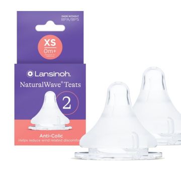 Lansinoh NaturalWave® Extra Slow Flow īpaši lēnas plūsmas knupīši jaundzimušajam, 2 gab.