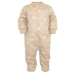 Zīdaiņu kokvilnas rāpulītis ar piedurknēm "Bear glamour beige " 