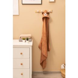 Rankšluostis kūdikiui "Nature" su gobtuvu 100x100 cm "frotte" smėlio spalvos