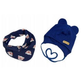 Zīdaiņu cepurīte ar šalli "Navy teddy" pārdošana tiešsaistē