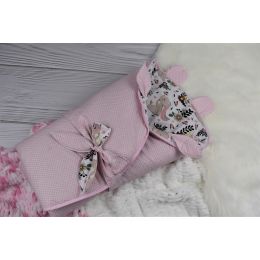 Konverts - paklājs jaundzimušajiem 2in1 "Bunny&Flowers" diametrs 88 cm