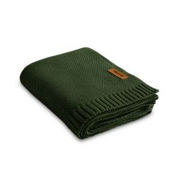 Adīts bambusa viskoze - kokvilnas pleds "Bamboo" 100x80 cm tumši zaļa