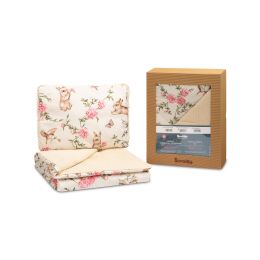 Muslino ir medvilnės pledukas ir pagalvė kūdikiui  "Alise" ecru