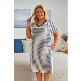 Kokvilnas sieviešu naktskrekls  "Marine" L-3XL