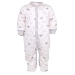 Zīdaiņu kokvilnas rāpulītis ar piedurknēm "Bear glamour " pelēks