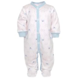 Zīdaiņu kokvilnas rāpulītis ar piedurknēm "Bear glamour " zils