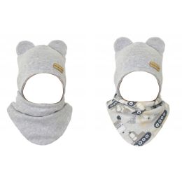 Zīdaiņu cepurīte ar šalli "Love" - Grey