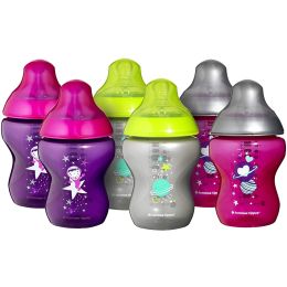 Mazuļa pudelītes "Tommee Tippee" ar knupīti 0m+ krāsains 260ml 6 gab.