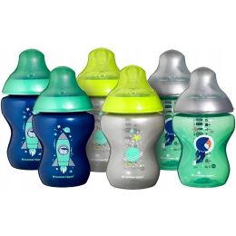 Mazuļa pudelītes "Tommee Tippee" ar knupīti 0m+ krāsains 260ml 6 gab.
