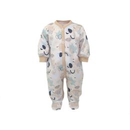 Zīdaiņu kokvilnas rāpulītis ar piedurknēm "Jumbo" bēšs