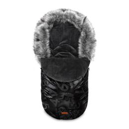 Šiltas miegmaišis - vokelis vežimėliui  "Aspen glamour" juodas